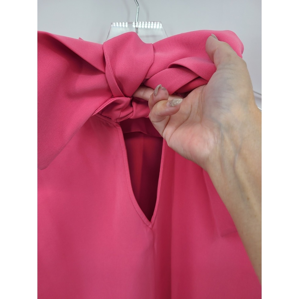 Tuckernuck XXL Hot Pink Blythe Ruffle Neck Bow Mini Dress Barbie Coquette - Picture 5 of 15